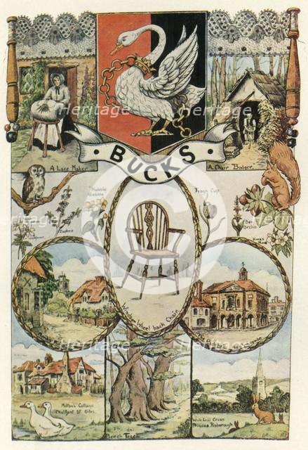 Views and crafts of Buckinghamshire, Women's Institute banner design, 1937, (1943).  Creator: Edith A Holme.