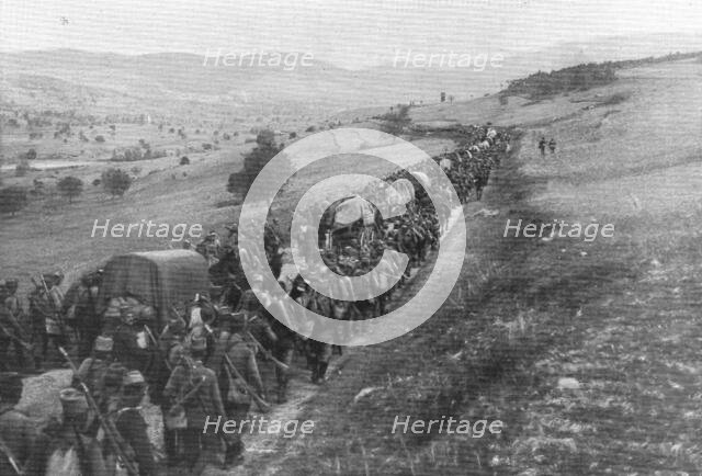 ''Les Mouvements de l'armee Serbe en Octobre; les retraite en bon ordre sur Prichtina.', 1916. Creator: Vladimir Betzitch.