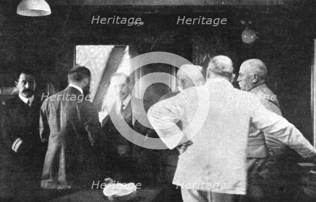 'Les Evenements de Grece; A bord du cuirasse <<Bruix>>: M.Jonnart en conference..., 1917. Creator: Unknown.