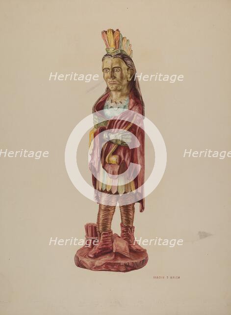 Cigar Store Indian, c. 1941. Creator: Hardin Walsh.