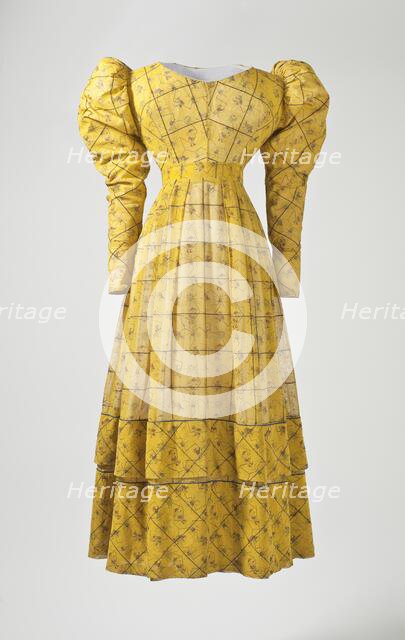 Woman’s yellow silk and cotton dress, Europe, c.1827. Creator: Unknown.