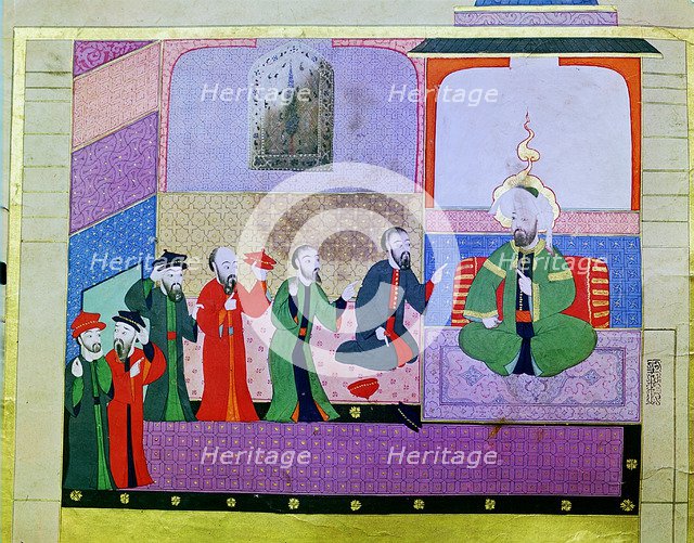 Ezekiel prophesying to the elders of Israel while captive in Babylon, c600 BC (16th century). Creator: Unknown.