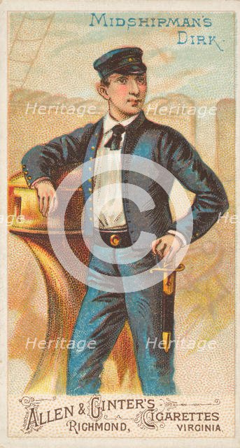 Midshipman's Dirk, from the Arms of All Nations series (N3) for Allen & Ginter Cigarettes ..., 1887. Creator: Allen & Ginter.