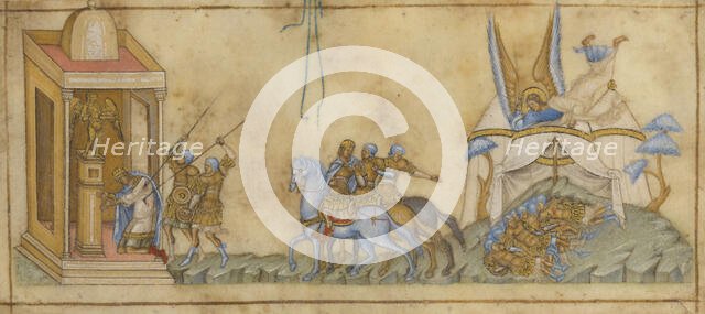 The Death of Sennacherib; miniature from a Book of Old Testament Prophets, about 1300. Creator: Unknown.