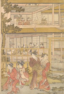 Uranosuke Plays Blind Man's Buff with the Women of the Ichiriki Joroya, ca. 1790. Creator: Torii Kiyonaga.