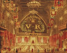 The banquet given for Queen Victoria at the Guildhall, London, 1837. Artist: Anon