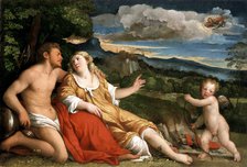 'Mars, Venus and Cupid', 1520s. Artist: Jacopo Palma il Vecchio.
