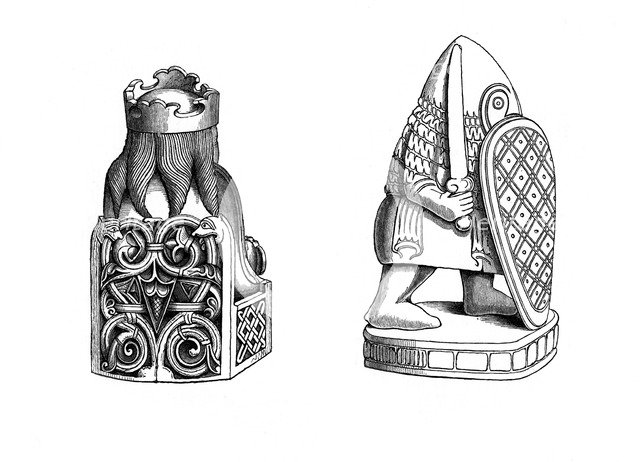 Chessmen, 12th century, (1843).Artist: Henry Shaw