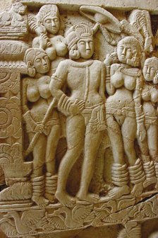 Ashoka with his Queen, 1st-3rd century. Creator: Indian Art.