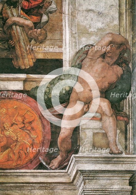 Detail of the Sistine Chapel ceiling in the Vatican, 1508-1512.  Creator: Buonarroti, Michelangelo (1475-1564).