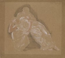 Female - Drapery Study of Two Seated Figures, 1865-1866. Creator: Sir Edward Coley Burne-Jones.