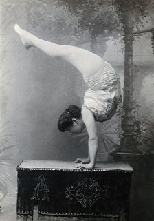 A Bulgarian female acrobat standing on her hands, early 20th century. Creator: Unknown.