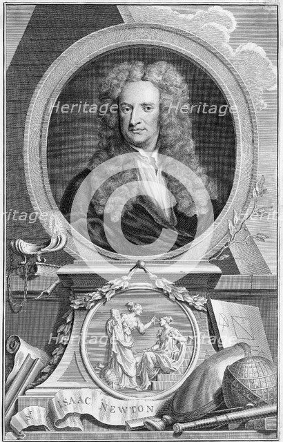 Isaac Newton (1642-1727), English mathematician, astronomer and physicist, 1738. Artist: Jacobus Houbraken
