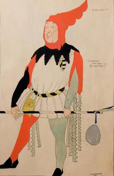 Costume Design for Touchstone in As You Like It, Act I, c1919. Creator: Claud Lovat Fraser.