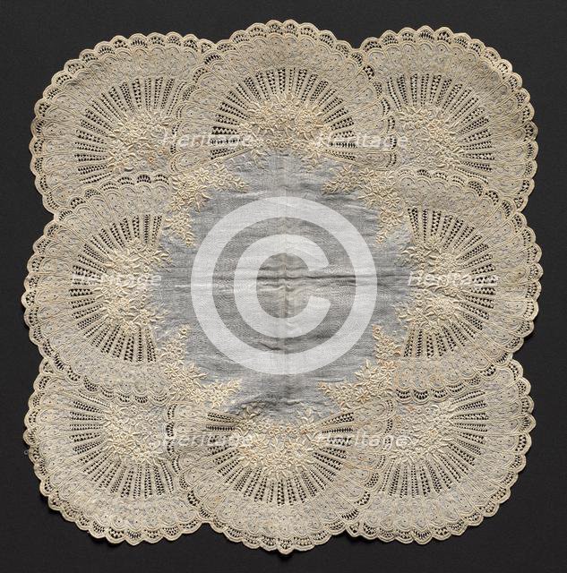Embroidered Handkerchief, second half of 19th century. Creator: Unknown.