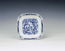 Blue and white dish with dragon design, China, 1683-1700. Artist: Unknown