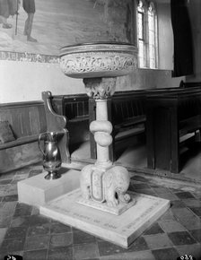 Font in the church of St John the Baptist, Lea, Herefordshire. Artist: S Pitcher