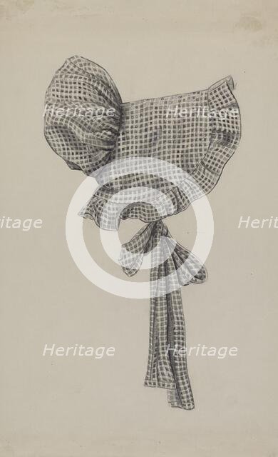 Doll's Gingham Sunbonnet, c. 1936. Creator: Bertha Semple.