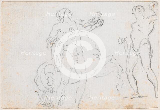 Two Studies of the Statue of Alexander and Bucephalus [verso], probably c. 1754/1765. Creator: Hubert Robert.