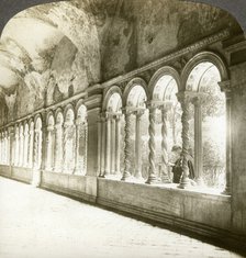 Twisted columns in the cloister, Basilica of St Paul Outside the Walls, Rome, Italy.Artist: Underwood & Underwood