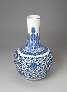 Bulbous Vase with Stylized Vines, Qing dynasty (1644-1911), Yongzheng period (1723-35). Creator: Unknown.