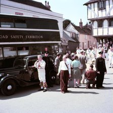 Morris dancers and policemen at a road safety exhibition, Essex, c1955.  Creator: Arthur Charles Kirby Ware.