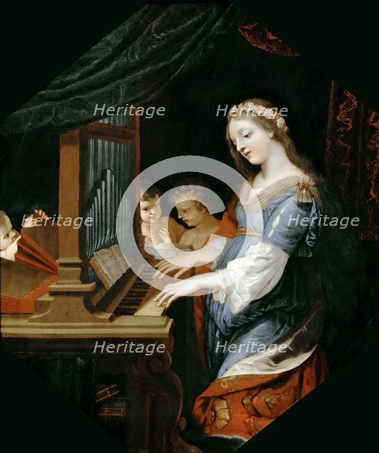 Saint Cecilia playing the organ.