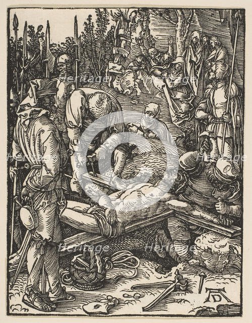 Christ Nailed to the Cross, from The Small Passion, ca. 1509. Creator: Albrecht Durer.