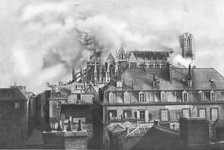 ''Le Cathedrale de Reims en flammes le 17 septembre', 1914. Creator: Jules Matot.