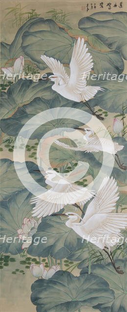 Cranes and Lotus. Creator: Chinese Master.