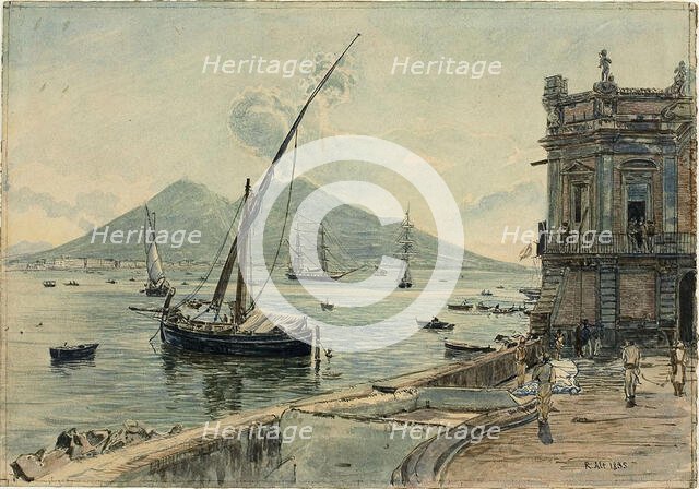 Naples with Mt. Vesuvius, 1835. Creator: Rudolf von Alt.