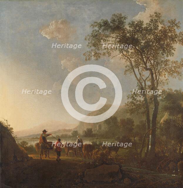 Landscape with Herdsmen and Cattle, c.1660-c.1795. Creator: Follower of Aelbert Cuyp.