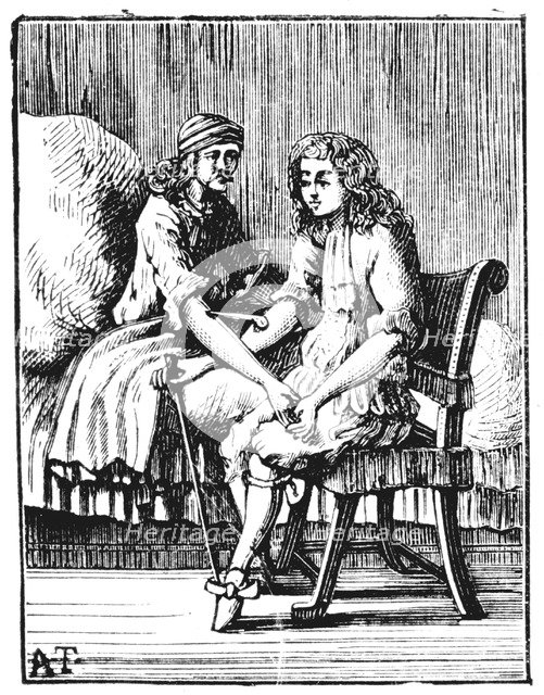 Direct person-to-person blood transfusion, 1679. Artist: Unknown