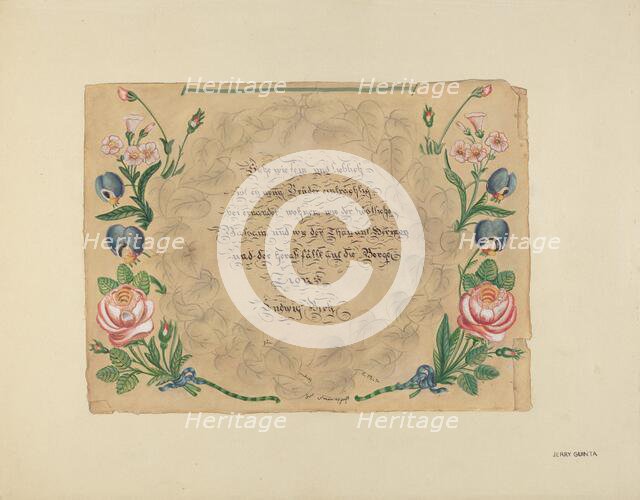 Zoar Decorated Painting, c. 1938. Creator: Jerry Guinta.
