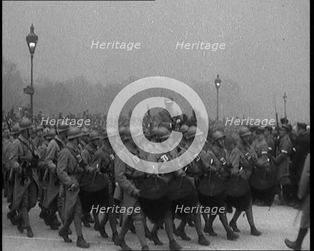 Military Men Parading at the Funeral of Marshall Foch, 1929. Creator: British Pathe Ltd.
