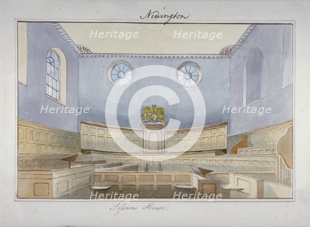 Interior view of the Sessions House on Newington Causeway, Southwark, London, c1825. Artist: Anon