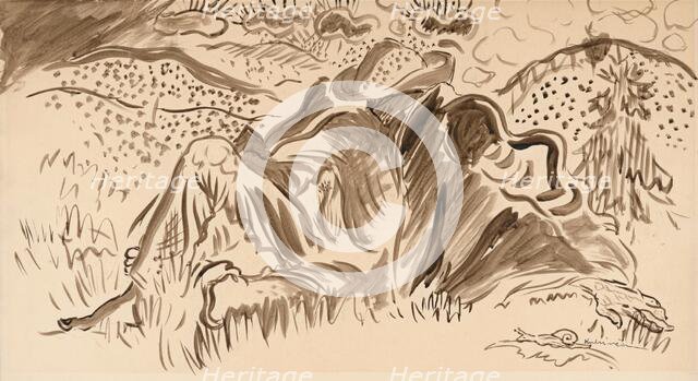 Man in the forest resting, c1935. Creator: Arnold Peter Weisz-Kubincan.