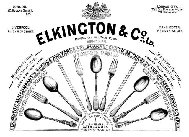 Advertisement for Elkington & Co. Ltd., 1895. Creator: Unknown.