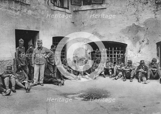 Italian prisoners in Ljubljana (Laibach) Castle, World War I, 1915. Artist: Unknown