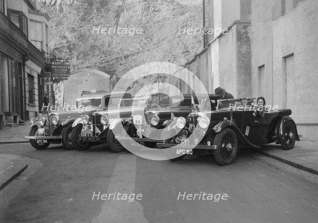 AC cars at the RAC Rally, 1933. Artist: Bill Brunell.