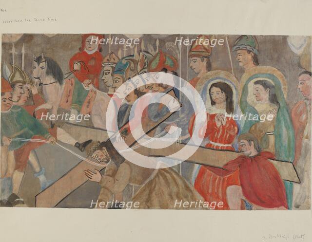 Station of the Cross No. 9: Jesus Falls the Third Time, c. 1936. Creator: Beulah Bradleigh.