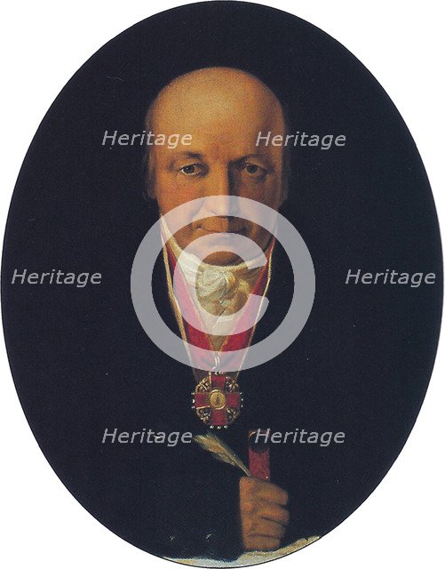 Portrait of Alexander Baranov, chief of the Russian-American Company, first governor of Russian Alaska, 1818. Artist: Tikhanov, Michail (1789-1862)