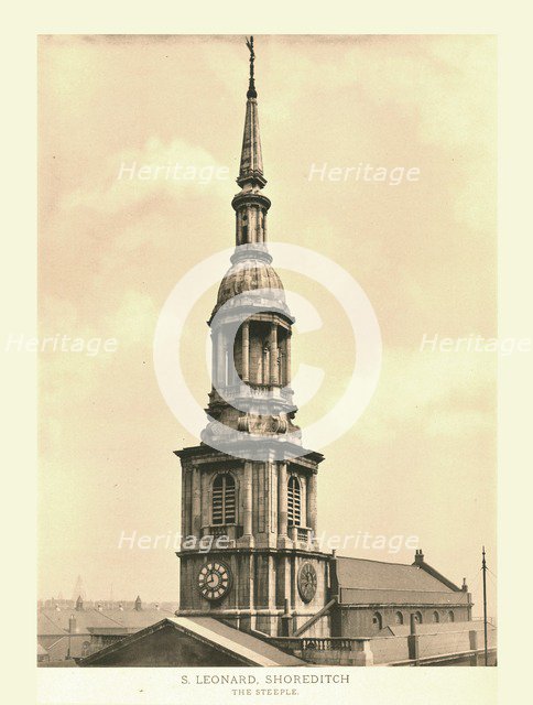 'St Leonard, Shoreditch, The Steeple', mid-late 19th century. Creator: Unknown.