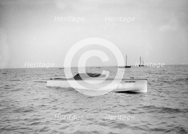 The hydroplane 'Columbine' at anchor. Creator: Kirk & Sons of Cowes.