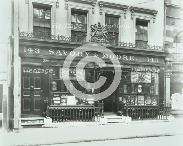 Savory & Moore's Pharmacy, 143 New Bond Street, London, 1912. Artist: Unknown.