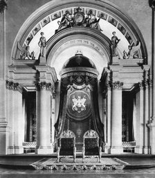 Thrones in the ball room at Buckingham Palace, London, 1935. Artist: Unknown