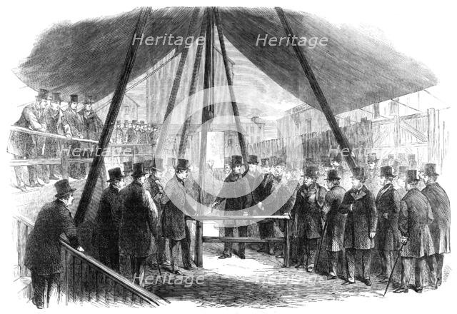 Lord Berners laying the foundation-stone of the Agricultural Hall, Islington, 1861. Creator: Unknown.