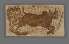 Mosaic of a Lion Chasing a Bull, 5th-6th century. Creator: Unknown.