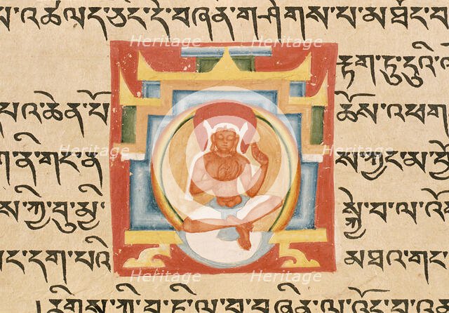 A Bodhisattva in a Shrine, Folio from a Shatasahasrika Prajnaparamita..., 13th-14th century. Creator: Unknown.