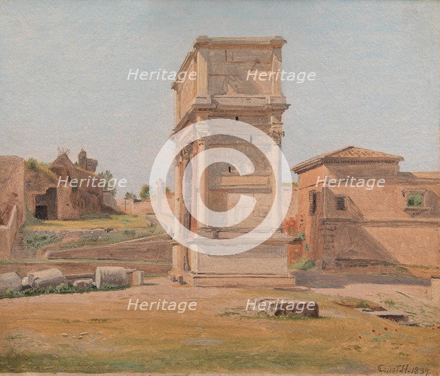The Arch of Titus in Rome, 1839. Artist: Hansen, Constantin (1804-1880)
